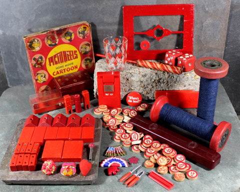 110 Pc Junk Drawer | "Seeing Red" | Red Junk Drawer | Destash | Assemblage Art Materials | Vintage Smalls