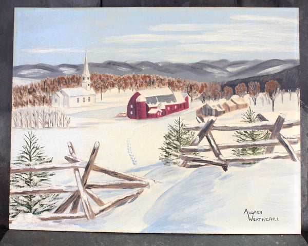 Original, Signed Oil Painting - A Winter Walk by Audrey Weatherhill | 18" x 14" Oil Painting on Board Canvas - Unframed | Night School Art | Bixley Shop