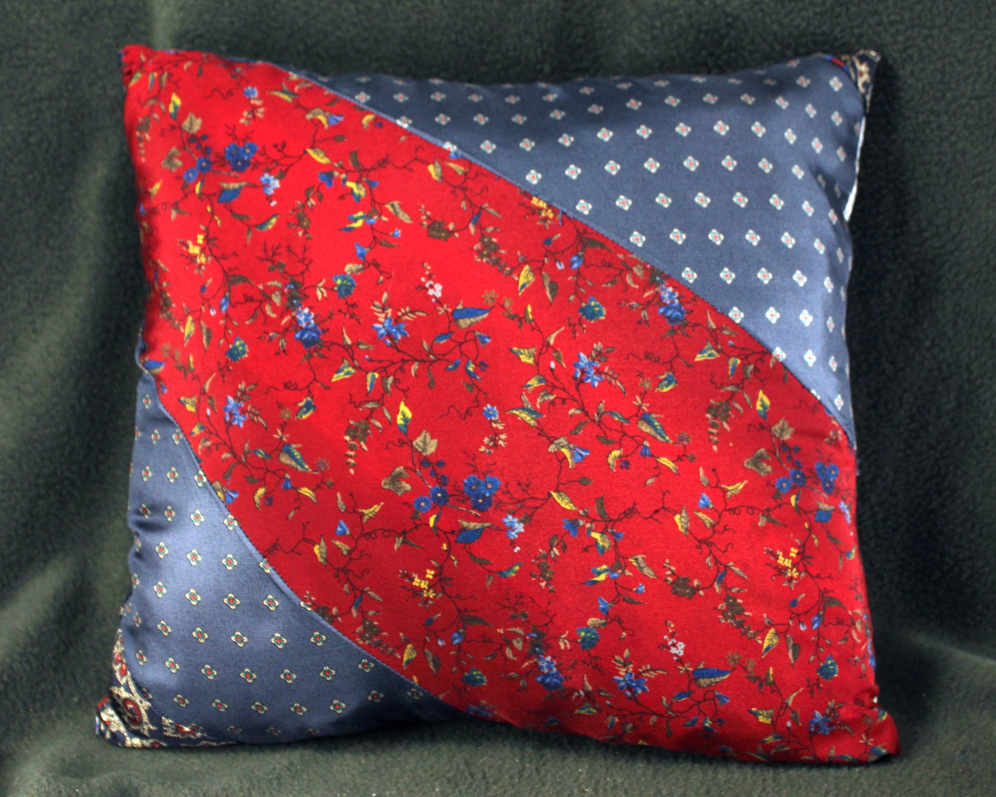 UNIQUE Up-Cycled 10"x12" Pillow Made from Up-Cycled Vintage Silk Ties | Pillow Form Included | Untied "English Garden" #142