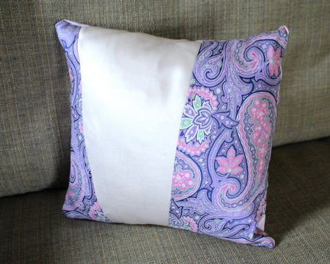 UNIQUE Necktie Pillow, Up-Cycled 9"x9" Pillow Made from Up-Cycled Vintage Silk Ties | Pillow Form Included | Untied "Purple Passion" #147