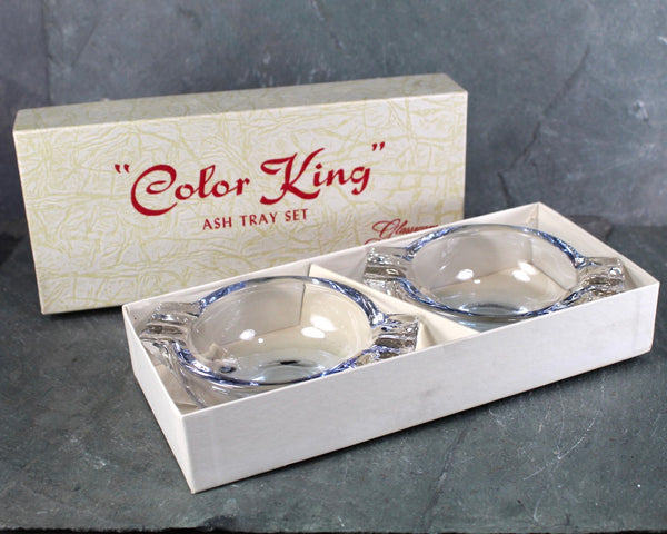 Set of 2 "Color King" #402 Sapphire Trinket Dishes | Small Bowl Set Glassware by Federal | In Original Box | Mid-Century Decor