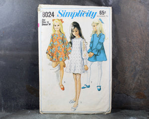 1968 Simplicity #8024 Girls Size 14 Dress Pattern | Mid-Century "Mod" Mini Dress Pattern | Cut, Complete Pattern