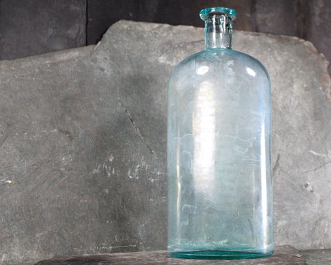 Antique Large Bottle | WT & Co Pale Blue Green Bottle | Vintage Apothecary | Rustic Decor