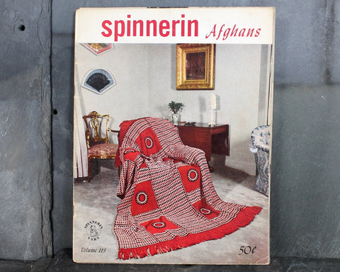 1949 Spinnerin Afghans Pattern Book for Crochet & Knit - #113 - 20 Black and White Afghan Patterns