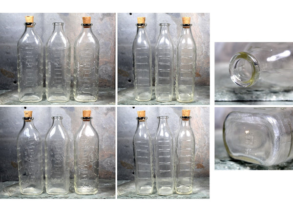 Vintage Hazel Atlas Baby Bottles  - Clear Glass w/Embossed Bunnies or Terriers - Your Choice of Two Designs - 8oz Bottles