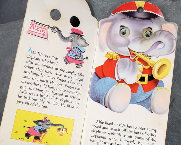 HARD TO FIND! Alfie the Playful Elephant by Leah Gale | 1962 Vintage Picture Book | James & Jonathan Peek-A-Book Book