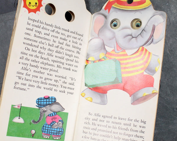 HARD TO FIND! Alfie the Playful Elephant by Leah Gale | 1962 Vintage Picture Book | James & Jonathan Peek-A-Book Book