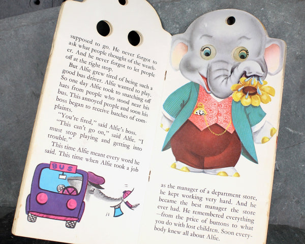 HARD TO FIND! Alfie the Playful Elephant by Leah Gale | 1962 Vintage Picture Book | James & Jonathan Peek-A-Book Book