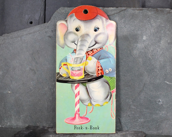 HARD TO FIND! Alfie the Playful Elephant by Leah Gale | 1962 Vintage Picture Book | James & Jonathan Peek-A-Book Book