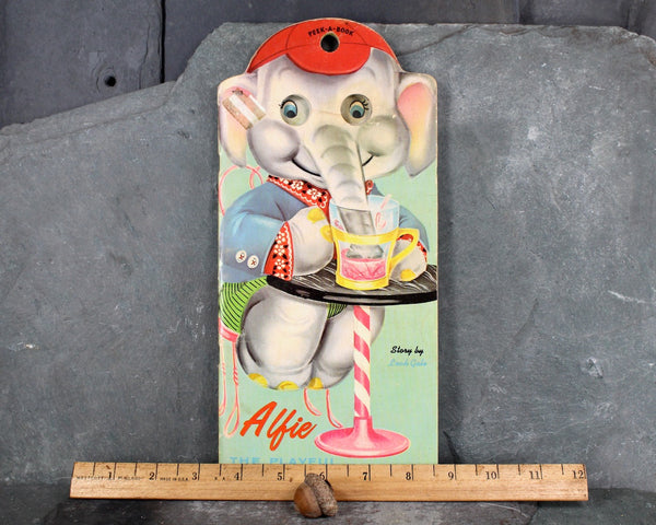 HARD TO FIND! Alfie the Playful Elephant by Leah Gale | 1962 Vintage Picture Book | James & Jonathan Peek-A-Book Book