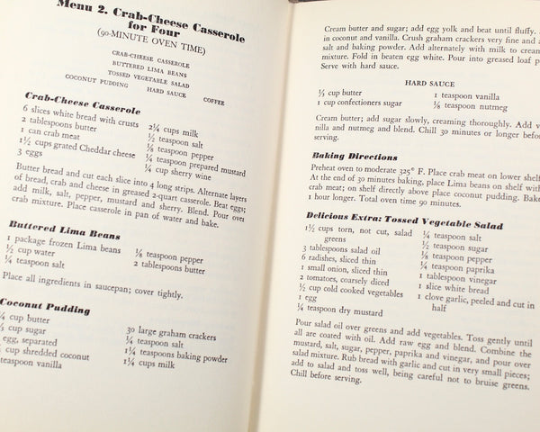 All-In-One Oven Meals - 100 Menus - 350 Recipes | Written by Ruth Bean | 1952 Mid Century Cookbook