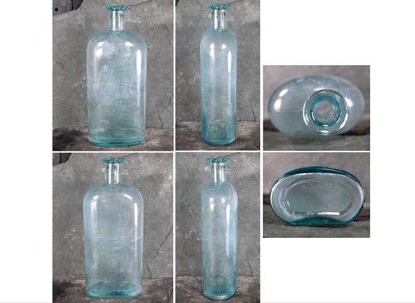 Antique Large Bottle | WT & Co Pale Blue Green Bottle | Vintage Apothecary | Rustic Decor