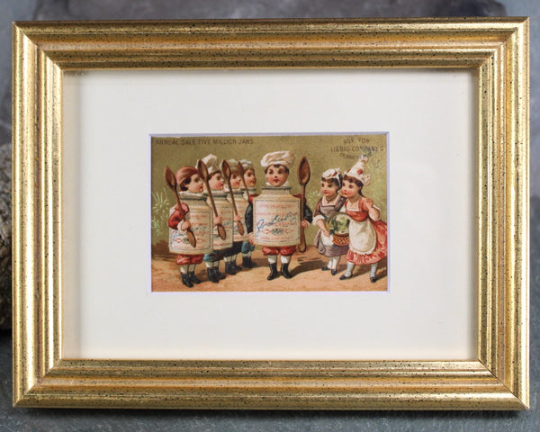 RARE! Antique Advertising Cards | Gold Foil Art | H.J. Holbrook & Co Ladies Fine Shoes - Liebig Company - 6" x 8" MATTED and FRAMED