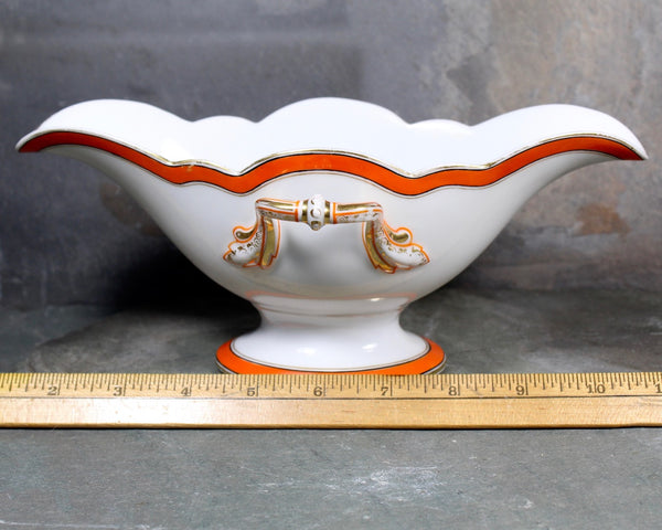 Antique Porcelain Gravy Boat - Richard Briggs Boston - Art Deco - Gorgeous Scalloped Gravy Bowl