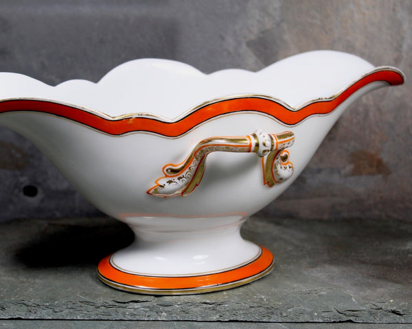 Antique Porcelain Gravy Boat - Richard Briggs Boston - Art Deco - Gorgeous Scalloped Gravy Bowl