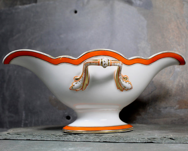 Antique Porcelain Gravy Boat - Richard Briggs Boston - Art Deco - Gorgeous Scalloped Gravy Bowl