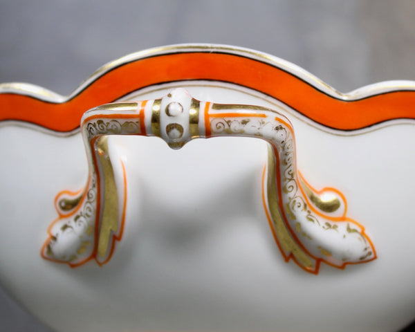 Antique Porcelain Gravy Boat - Richard Briggs Boston - Art Deco - Gorgeous Scalloped Gravy Bowl