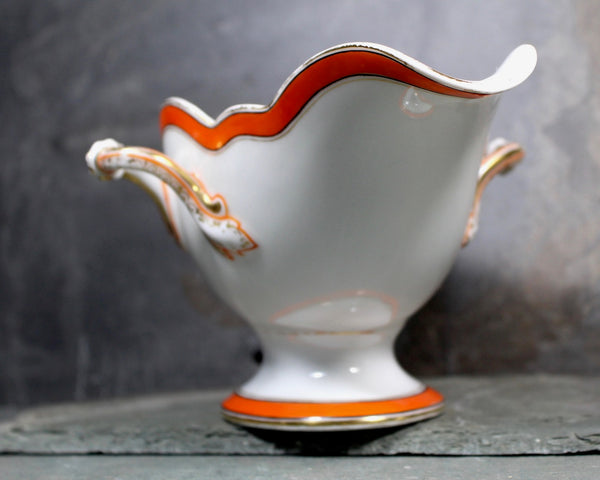 Antique Porcelain Gravy Boat - Richard Briggs Boston - Art Deco - Gorgeous Scalloped Gravy Bowl