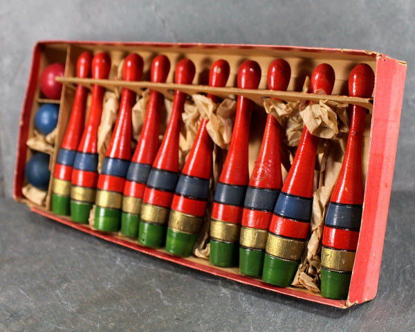 FOR TOY COLLECTORS! Antique Table Top Bowling Set | Made in Czechoslovakia | Wooden BowlingSet