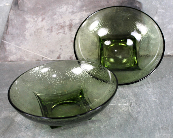 Set of 2 Mid-Century Avocado Green Glass Bowls - Salad Bowl Set - Mid-Century Mod