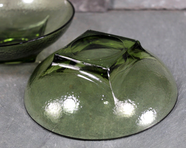 Set of 2 Mid-Century Avocado Green Glass Bowls - Salad Bowl Set - Mid-Century Mod