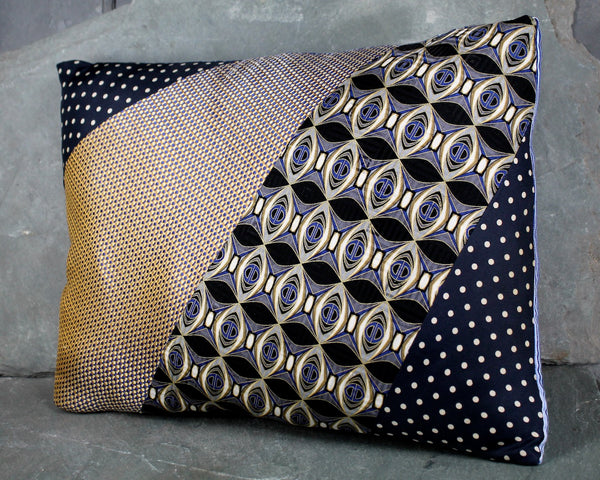 One-of-a-Kind, Upcycled Necktie Pillow from Bixley's "Un-Tied" Collection - 13"x10" Pillow Form Included - #102 Lexington