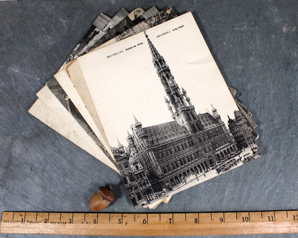 RARE! Antique Brussels, Belgium Postcards - Bruxelles City Center Carte Postales - Set of 5 Oversized Postcards - 7" x 5 1/2"