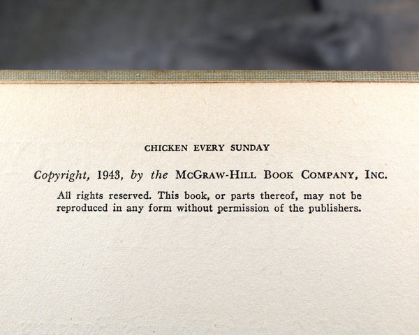Chicken Every Sunday by Rosemary Taylor | 1943 First Edition | Comic Novel | Illustrated by Donald McKay