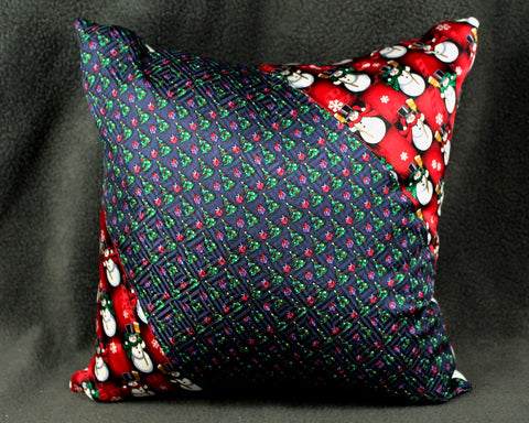 Unique Christmas Up-Cycled Necktie Pillow - Christmas Decor Pillow - Made from UpCycled Silk Ties (Pillow Form Included)