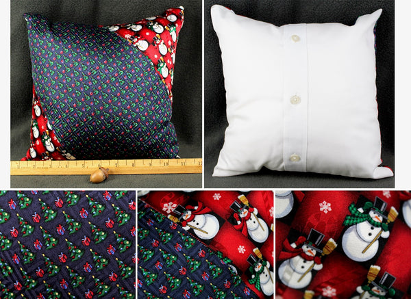 Unique Christmas Up-Cycled Necktie Pillow - Christmas Decor Pillow - Made from UpCycled Silk Ties (Pillow Form Included)