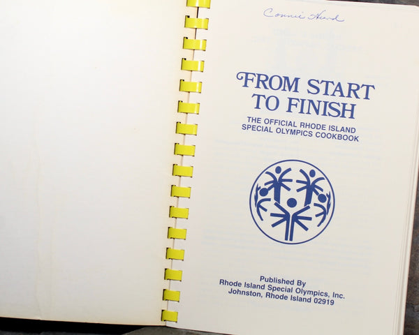 RHODE ISLAND "From Start to Finish" from the Rhode Island Special Olympics Committee - 1985 Vintage Cookbook