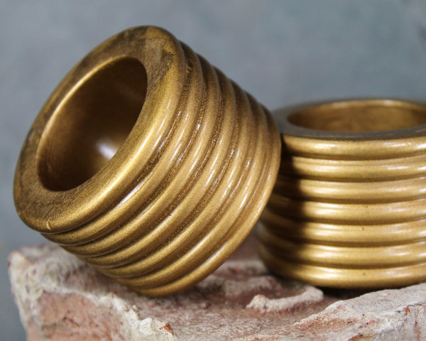 Set of 15 Gold Wooden Napkin Rings | | Vintage Napkin Rings | Gold Napkin Rings