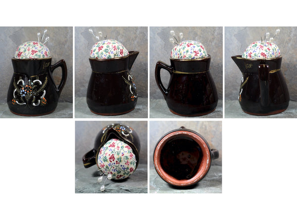 Vintage Measuring Cup Pitcher Pin Cushion - Vintage Ceramic Pitcher - Upcycled Vintage Pin Cushion - Handmade