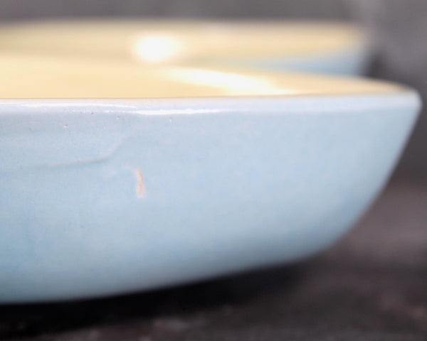 Hull Pottery Divided Leaf Dish - Divided Serving Dish - Pale Blue & Yellow - Hull USA 31