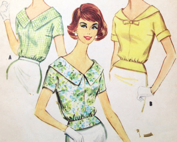 1960 McCall's Misses's Instant Blouse Pattern | Size 12/Bust 32" | Partially Cut & Factory Folded