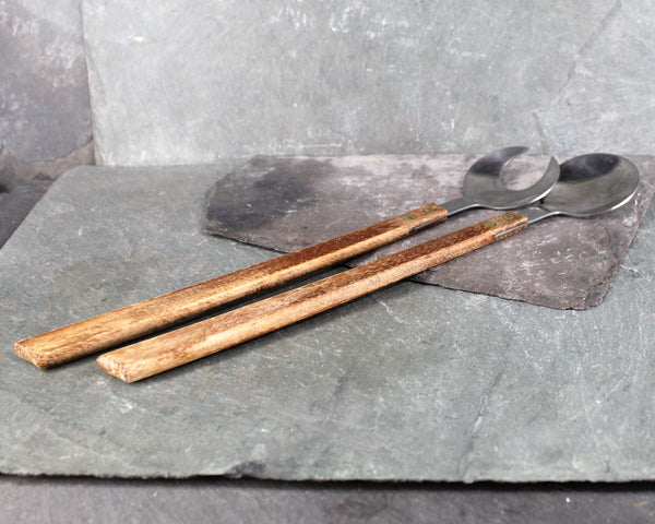 Mid-Century Danish Modern Serving Set | Moon Shaped Servers | Stainless Steel Serving Fork and Spoon | Mid-Century Kitchen