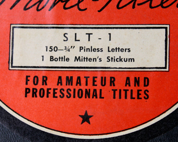 Mitten's Movie-Titlers SLT-1 | 150 Pinless Letters 3/4" | 1 Bottle oof Miitten's Stickum | For Amateur & Professional Titles