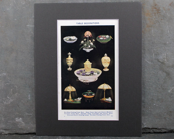 Set of 2 Original Cookbook Art Pages from Mrs Beeton's Every Day Cookery - Fancy Cakes & Table Decorations - 8x10" MATTED, UNFRAMED | Bixley Shop