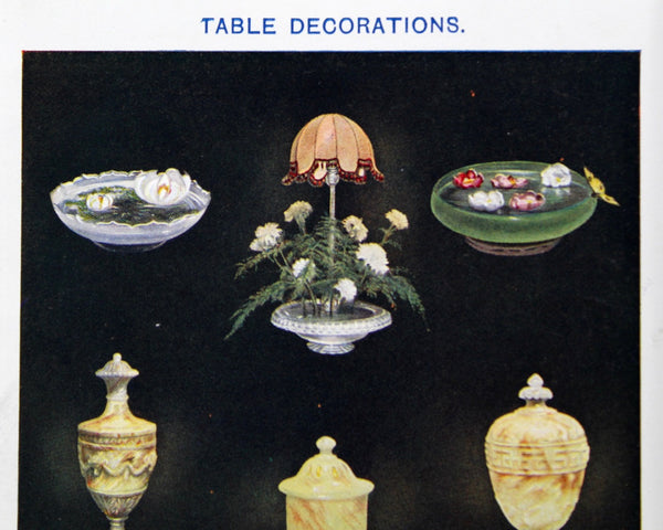 Set of 2 Original Cookbook Art Pages from Mrs Beeton's Every Day Cookery - Fancy Cakes & Table Decorations - 8x10" MATTED, UNFRAMED | Bixley Shop