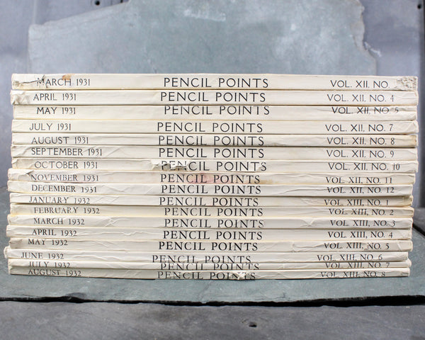 RARE! Pencil Points: A Journal for the Drafting Room | 17 Issues, 1931-1932 | Art Deco Architecture Magazine | 1930s Pencil Points