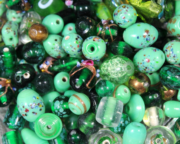 12 oz. Package of Red & Green Lampwork Beads | 6 oz. of Each Color | Beautiful Glass Beads for Jewelry Making or Christmas Projects