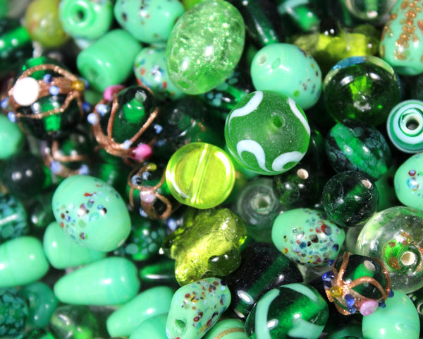 12 oz. Package of Red & Green Lampwork Beads | 6 oz. of Each Color | Beautiful Glass Beads for Jewelry Making or Christmas Projects