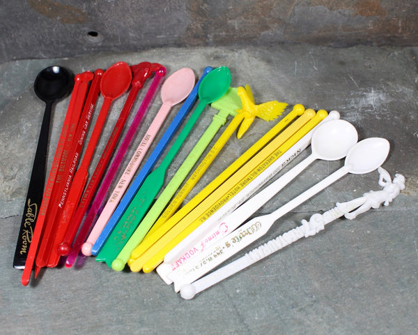 19 Vintage Advertising Swizzle Sticks - Plastic Cocktail Stirrers Hotels & Restaurants - Drink Stirrers
