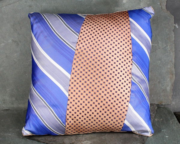 One-of-a-Kind, Upcycled Necktie Pillow from Bixley's "Un-Tied" Collection - 10"x10" Pillow Form Included - #114 Carolina Shores