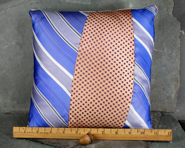 One-of-a-Kind, Upcycled Necktie Pillow from Bixley's "Un-Tied" Collection - 10"x10" Pillow Form Included - #114 Carolina Shores
