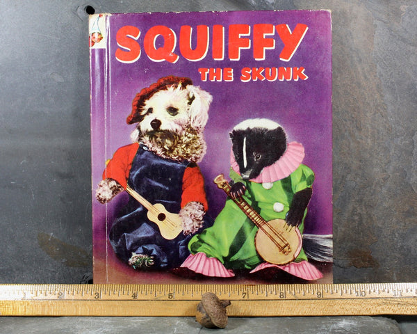 HARD TO FIND! Squiffy the Skunk by Grace Neff Brett | Photographs by George Neff | Rand McNally Elf Book, 1953 | Vintage Picture Book