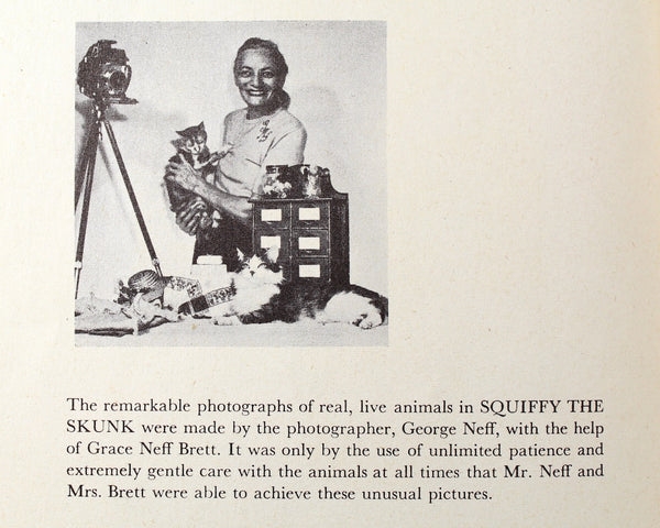 HARD TO FIND! Squiffy the Skunk by Grace Neff Brett | Photographs by George Neff | Rand McNally Elf Book, 1953 | Vintage Picture Book