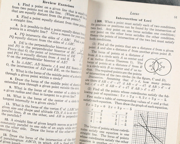 Plane Geometry 2-Book Course | 1943 United Armed Forces Institute | WWII Military Text Books | Vintage Geometry