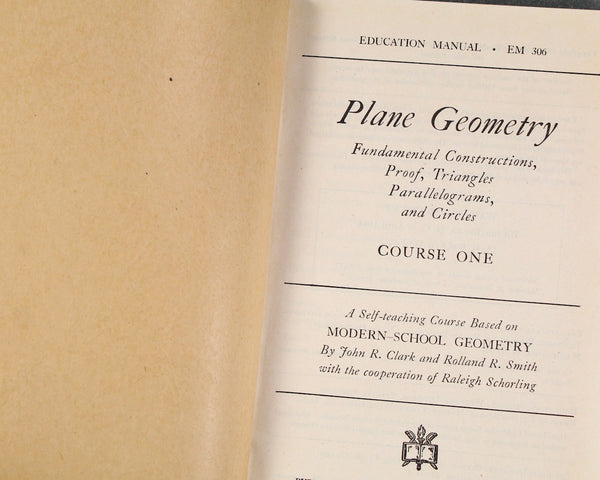 Plane Geometry 2-Book Course | 1943 United Armed Forces Institute | WWII Military Text Books | Vintage Geometry