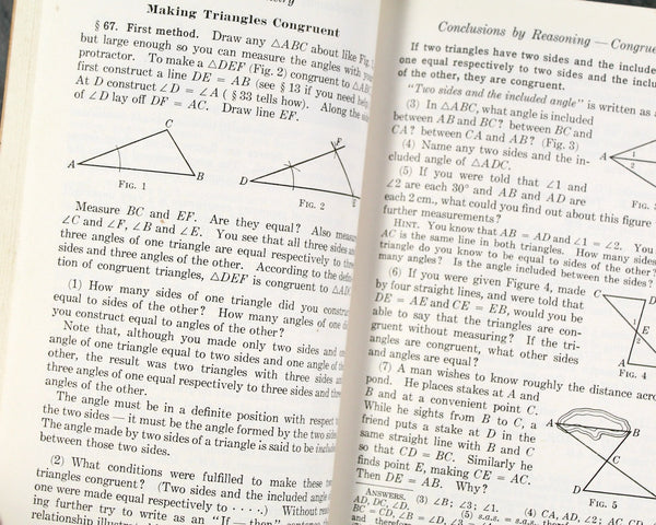 Plane Geometry 2-Book Course | 1943 United Armed Forces Institute | WWII Military Text Books | Vintage Geometry